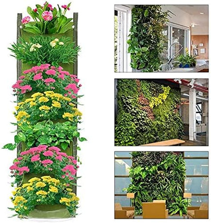 28x100cm Black and Green Vertical Garden Planter Bags Set of 2 - Plant Grow Bags for Vegetable Garden Plant Tower