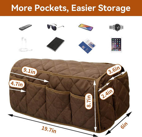 Armrest Organizer Car Storage Caddy with Phone Book Magazine Pen Holder 18.7×8.7×6inch Brown