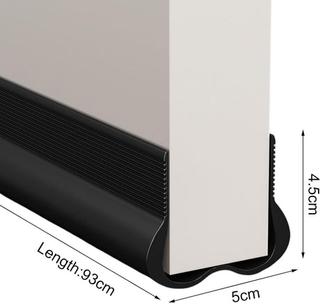 Adjustable Door Draft Stopper - Draft Strip Cushion - Double Sided Insulation - 93cm Black - Durable Weatherproof Door Seal