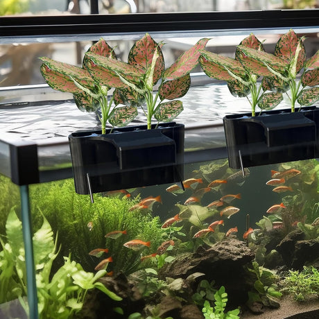 Hydroponic Aquarium Plant Holder 2 Pack Black 9x9x6cm for Aquascape Plant Cultivation