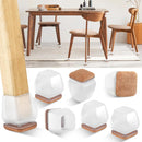 Furniture Leg Caps 30-45mm Transparent Non-Slip Felt Pads Floor Protectors Chair Table Feet Covers Set of 16