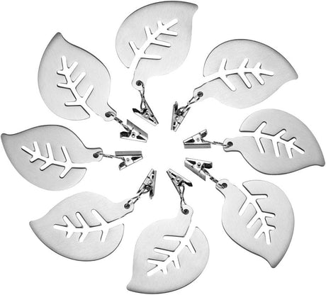 Stainless Steel Tafelkleedgewichten Leaf Shaped Multifunctional 5x7cm Silver 8 Piece Set