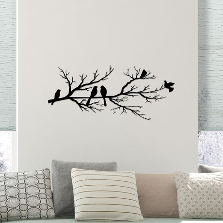 Black Metal Bird Wall Decor - Indoor/Outdoor Wall Accessory for Balcony Garden Living Room - Home Decoration Piece
