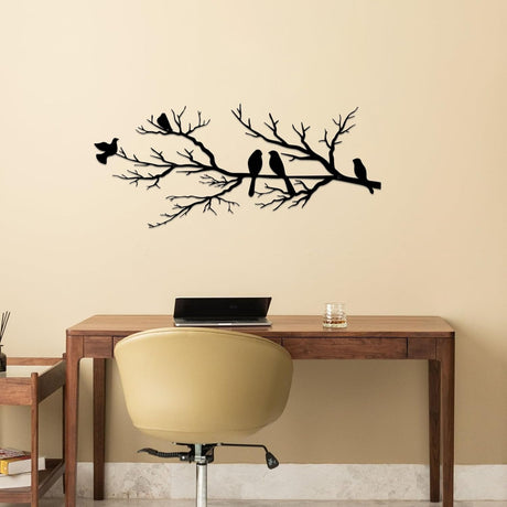 Black Metal Bird Wall Decor - Indoor/Outdoor Wall Accessory for Balcony Garden Living Room - Home Decoration Piece