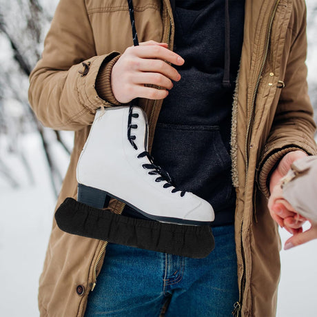 Junior Ice Hockey Figure Skating Hard Blade Guards Universal Black Pair