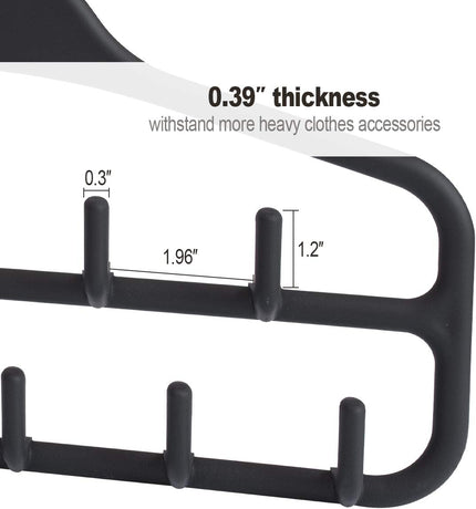 Clothing Closet Organizer with 11 Non-Slip Hooks 360° Rotatable Black
