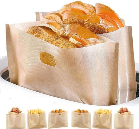 10 Reusable Toaster Bags Non-Stick Toast Pockets for Bread Toaster Grill Contact Grill
