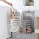 Collapsible Laundry Hamper - Foldable Space-Saving Design - Ideal for Bathroom & Small Spaces - Includes Self-Adhesive Hook - Grey - Set of 1