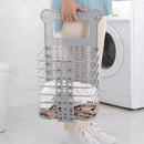 Collapsible Laundry Hamper - Foldable Space-Saving Design - Ideal for Bathroom & Small Spaces - Includes Self-Adhesive Hook - Grey - Set of 1