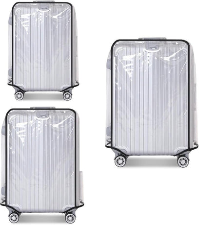 3 Pack Transparent PVC Suitcase Cover - Waterproof Luggage Protector with Velcro Closure for 20 24 28 Inch Suitcases