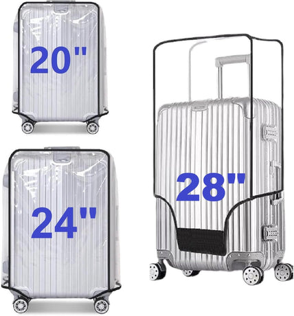 3 Pack Transparent PVC Suitcase Cover - Waterproof Luggage Protector with Velcro Closure for 20 24 28 Inch Suitcases