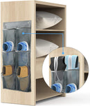 Hanging Shoe Organizer Over Door 2 Pack 6 Large Pockets No Drill Storage Solution Grey