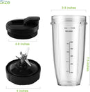 Blender Replacement Parts for Ninja, 24oz Ninja Blender Cups with To-Go Lids, 7 Fins Extractor Blade, Compatible with Nutri Ninja Auto iQ Blenders BL2012 BN801 BL480-30 BL640-30 BL642-30 NN100-30