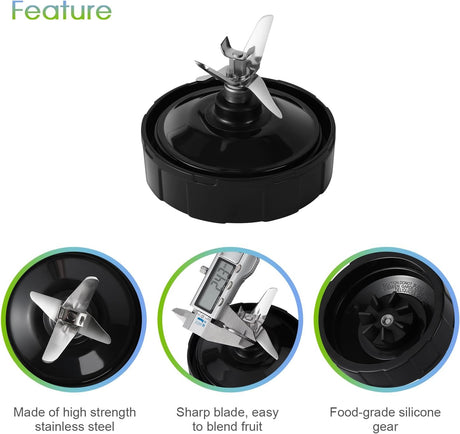Blender Replacement Parts for Ninja, 24oz Ninja Blender Cups with To-Go Lids, 7 Fins Extractor Blade, Compatible with Nutri Ninja Auto iQ Blenders BL2012 BN801 BL480-30 BL640-30 BL642-30 NN100-30