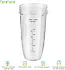 Blender Replacement Parts for Ninja, 24oz Ninja Blender Cups with To-Go Lids, 7 Fins Extractor Blade, Compatible with Nutri Ninja Auto iQ Blenders BL2012 BN801 BL480-30 BL640-30 BL642-30 NN100-30