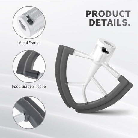 Flex Edge Beater For Kitchenaid Mixer Accessory,Kitchen Aid Attachments For Mixer,Fits Tilt-Head Stand Mixer Bowls For 4.5-5 Quart Bowls,Beater With Silice Edges,Grey