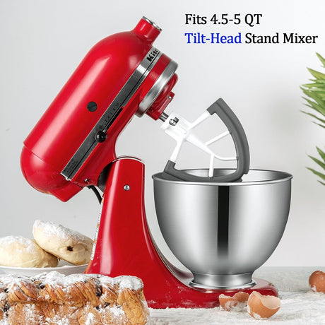 Flex Edge Beater For Kitchenaid Mixer Accessory,Kitchen Aid Attachments For Mixer,Fits Tilt-Head Stand Mixer Bowls For 4.5-5 Quart Bowls,Beater With Silice Edges,Grey