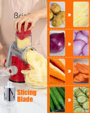 Rotary Cheese Grater Hand Crank, Cheese Shredder with 3 Drum Blades, Mandoline Slicer, Food Chopper for Hard Cheese, Vegetable, Nuts, Potato