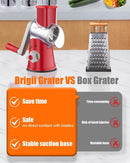 Rotary Cheese Grater Hand Crank, Cheese Shredder with 3 Drum Blades, Mandoline Slicer, Food Chopper for Hard Cheese, Vegetable, Nuts, Potato