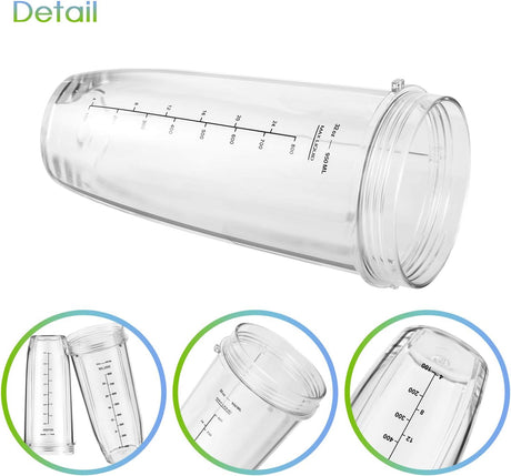 Ninja Blender Cups Replacement 24oz – Compatible with Ninja BN401, BL450, BL456, BL480, BL2012, BN751, BN801, SS101, SS151 – 3 Pack with To-Go Lids