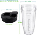 Ninja Blender Cups Replacement 24oz – Compatible with Ninja BN401, BL450, BL456, BL480, BL2012, BN751, BN801, SS101, SS151 – 3 Pack with To-Go Lids