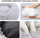 Cat Beds for Indoor Cats - Cat Bed Washable 20 inches, Dog Beds for Small Medium Dogs, Anti Anxiety Round Fluffy Plush Faux Fur Pet Bed, Thick Bottom (Medium, Light Grey)