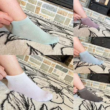 Women Bamboo Ankle Socks Ankle Length Thin Sock Odor Resistant Low Cut Sock 5 Pairs