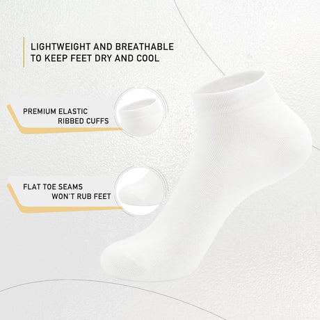 Women Bamboo Ankle Socks Ankle Length Thin Sock Odor Resistant Low Cut Sock 5 Pairs