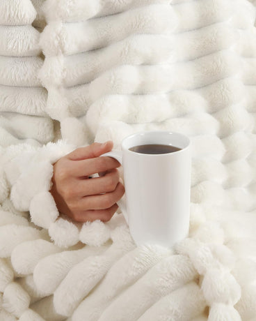 Super Soft Fleece Blanket Throw Size - Fleece Throw Blanket for Bed, Couch & Chair - Cozy, Warm & Breathable - All Season Fuzzy, Cute Decor, Microplush Bedding for Women, Men & Teens - 50x60, Ivory