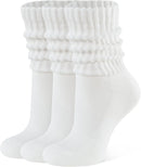 Womens Slouch Crew Socks Retro Cozy Scrunch Design Cotton Slouchy Socks Casual Comfort 3 Pairs