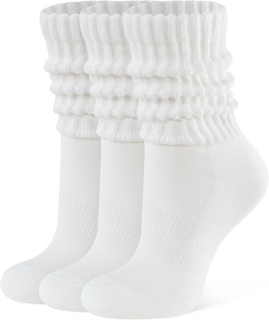 Womens Slouch Crew Socks Retro Cozy Scrunch Design Cotton Slouchy Socks Casual Comfort 3 Pairs