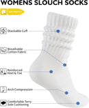 Womens Slouch Crew Socks Retro Cozy Scrunch Design Cotton Slouchy Socks Casual Comfort 3 Pairs