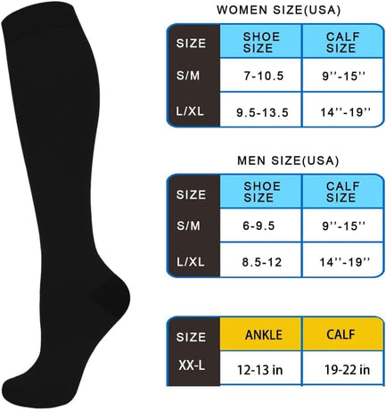 4 Pairs Copper Compression Socks for Men&Women(15-20mmHg), Compression Stocking for Swelling Running Hiking Travel Nursing