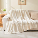 Throw Blankets for Bed Waffle White Blanket for Women Cozy Soft Fluffy Fleece Throw Blanket for Couch Lightweight Breathable Bed for All Season Cream 50x70