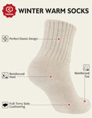 Womens Winter Boots Socks Warm Thick Gift for Women Thermal Full Cushioned Crew Socks 3 Pairs
