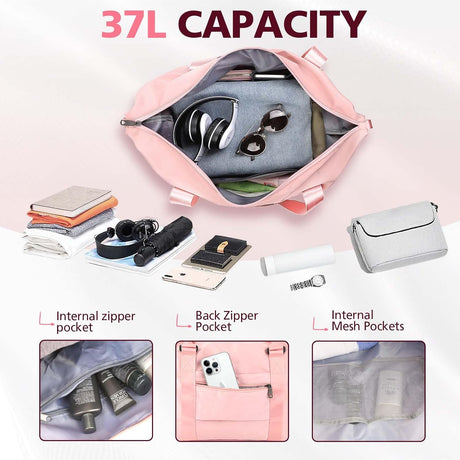 Travel Duffle Bag, Waterproof Weekender Carry On Tote Bags for Women, Men, Hospital Bag, Overnight Bag Luggage with Trolley Sleeve