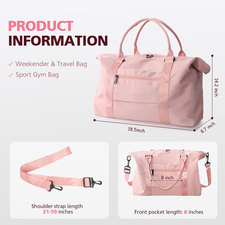 Travel Duffle Bag, Waterproof Weekender Carry On Tote Bags for Women, Men, Hospital Bag, Overnight Bag Luggage with Trolley Sleeve