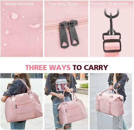 Travel Duffle Bag, Waterproof Weekender Carry On Tote Bags for Women, Men, Hospital Bag, Overnight Bag Luggage with Trolley Sleeve