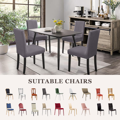 Dining Chair Covers,Kitchen Cover,Parsons Slipcover,Spandex Protectors for Room Stretch Chairs Cover Set of 4 -Gray