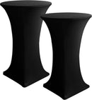 Cocktail Table Covers, 2 Pack - Fitted Stretch Spandex Square Corners Cocktail Tablecloths,High Top Table Cloths (Black, Fit for 30"-32" Diameter x 43" Height Tables)