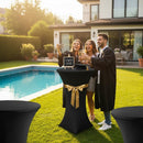 Cocktail Table Covers, 2 Pack - Fitted Stretch Spandex Square Corners Cocktail Tablecloths,High Top Table Cloths (Black, Fit for 30"-32" Diameter x 43" Height Tables)