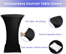 Cocktail Table Covers, 2 Pack - Fitted Stretch Spandex Square Corners Cocktail Tablecloths,High Top Table Cloths (Black, Fit for 30"-32" Diameter x 43" Height Tables)