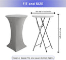 Cocktail Table Covers, 2 Pack - Fitted Stretch Spandex Square Corners Cocktail Tablecloths (Light Grey, Fit for 30"-32" Diameter x 43" Height Tables)