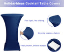 Cocktail Table Covers, 2 Pack - Fitted Stretch Spandex Square Corners Cocktail Tablecloths (Navy, Fit for 30"-32" Diameter x 43" Height Tables)