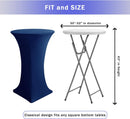 Cocktail Table Covers, 2 Pack - Fitted Stretch Spandex Square Corners Cocktail Tablecloths (Navy, Fit for 30"-32" Diameter x 43" Height Tables)