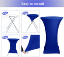 Cocktail Table Covers, 2 Pack - Fitted Stretch Spandex Square Corners Cocktail Tablecloths (Royal Blue, Fit for 30"-32" Diameter x 43" Height Tables)