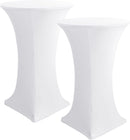 Cocktail Table Covers, 2 Pack - Fitted Stretch Spandex High Top Cocktail Tablecloths with Elastic Corners (White, Fit for 30"-32" Diameter x 43" Height Tables)