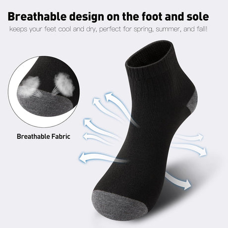 20 Pairs Ankle Socks For Men - Lightweight Mens Socks Size 8-12 Thin Casual Quarter Bulk Socks