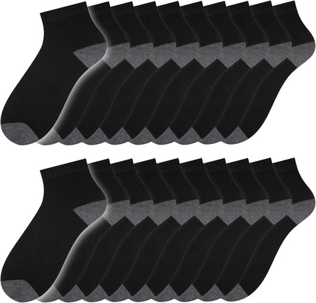 20 Pairs Ankle Socks For Men - Lightweight Mens Socks Size 8-12 Thin Casual Quarter Bulk Socks