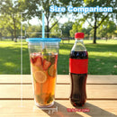 Clear Acrylic Tumbler with Straw and Lid 32 oz, Double Walled Insulated Reusable Plastic Iced Coffee Cup, To Go Cup Perfect for Parties, Birthdays, Fit in Cupholder, BPA Free, Red & Blue 2 Pack